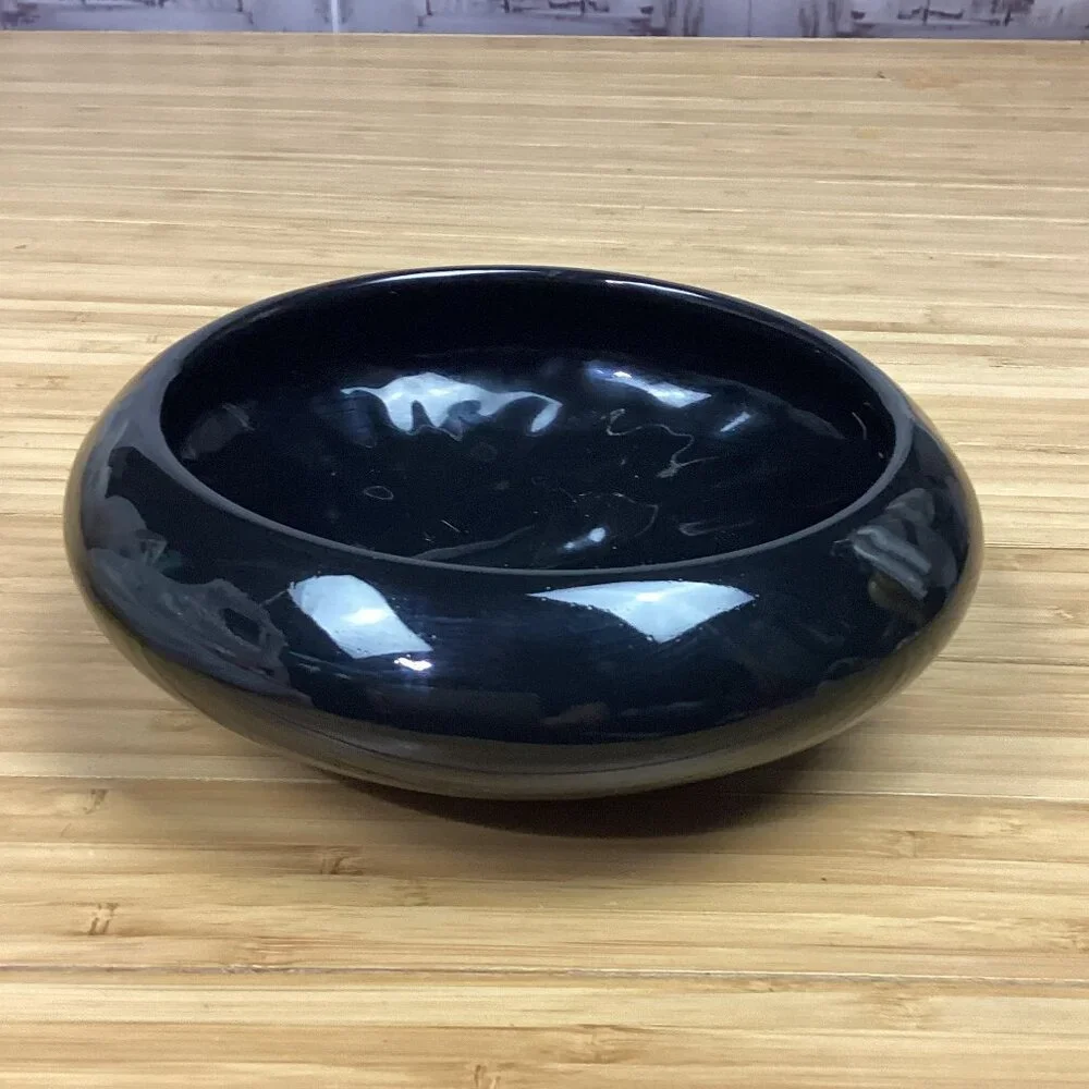 Vintage Hager Black Round Vase Ikebana